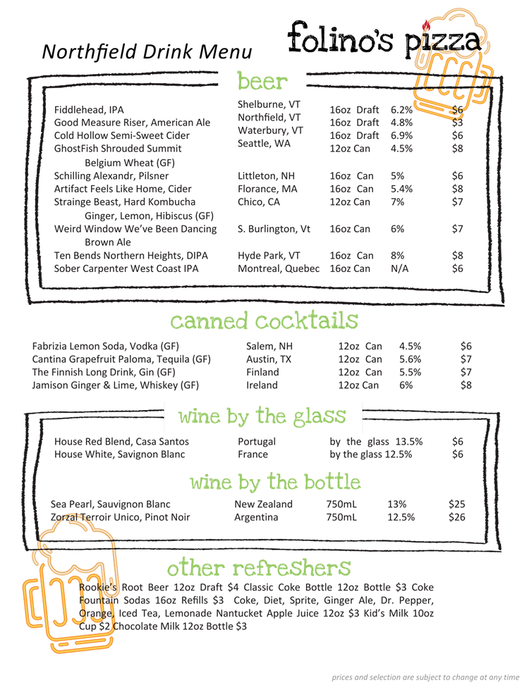 Drink Menu