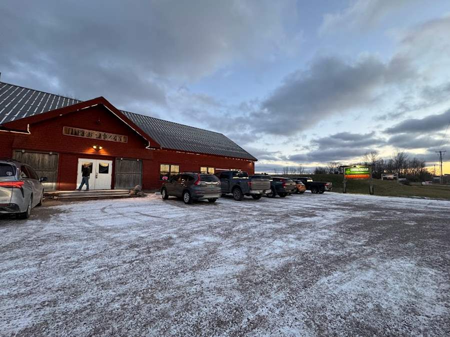 Outside Shelburne Folinos with snow on the ground